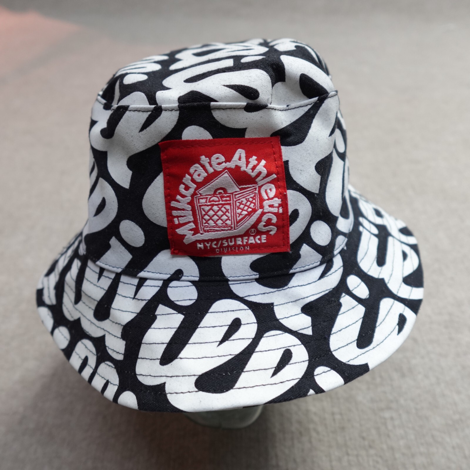 Vintage Milkcrate Athletics Bucket Hat Black White Red 
