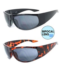 Inner Bifocal Vision Reading Sunglasses Glasses Smoke Lens Sport Wrap UV400