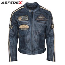 Giubbotto Moto in pelle da Uomo Vintage Custom Café Racer Waxed pelle Morbida