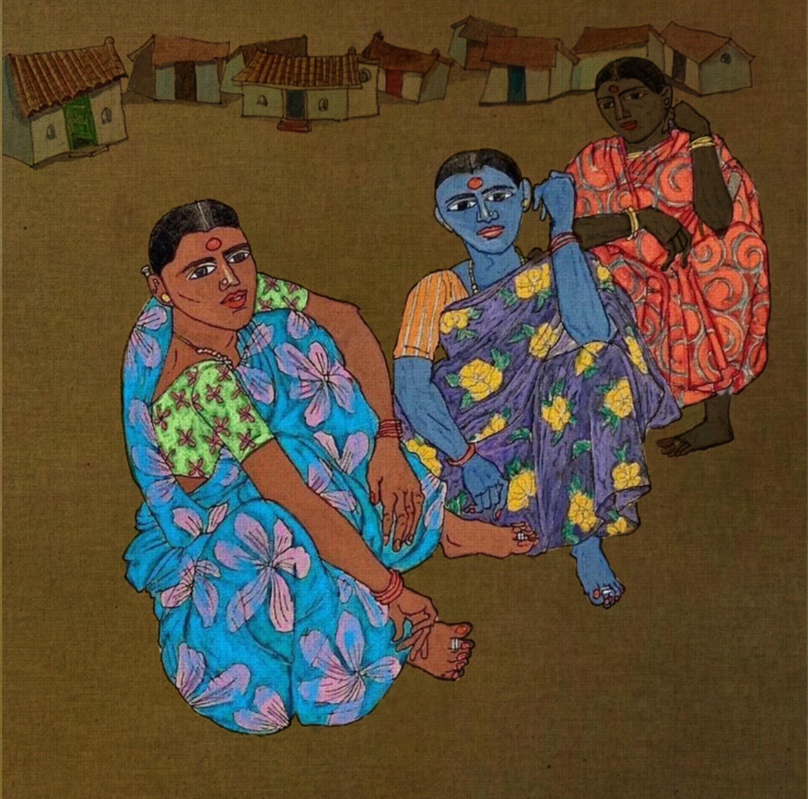 The Villagers | Handmade Painting | Handmade Paper | Acrylic Color