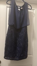Calvin Klein Navy  Lined Sheer Top Midi Dress Women's Sz 6