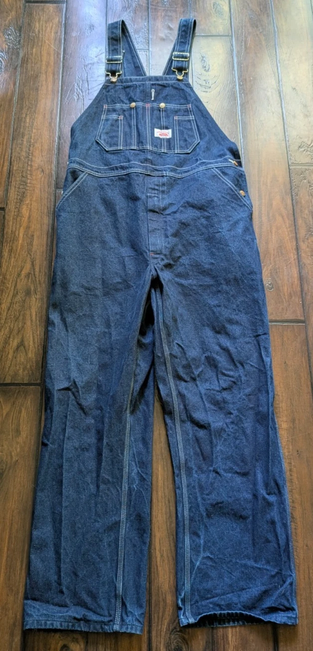Round House Bib Overalls Mens 38 32 Blue Denim Workwear Farm Outdoor Ranch Chore