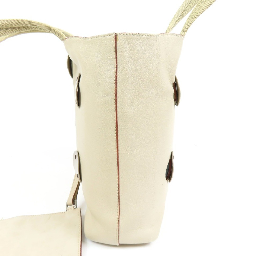 PRADA Vintage Tote Bag with Pouch Leather Plastic Ivory Ladies Used thumbnail 4