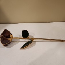 Gold Dipped Rose 24K Plated Forever Preserved Red Rose Flowers 12"