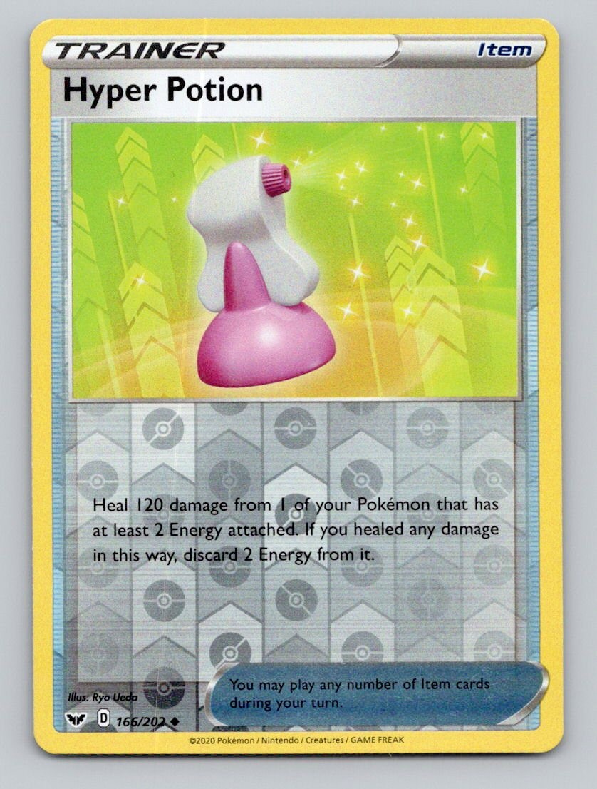 Hyper Potion 166/202 Uncommon Sword & Shield Pokemon Reverse Holo Near Mint