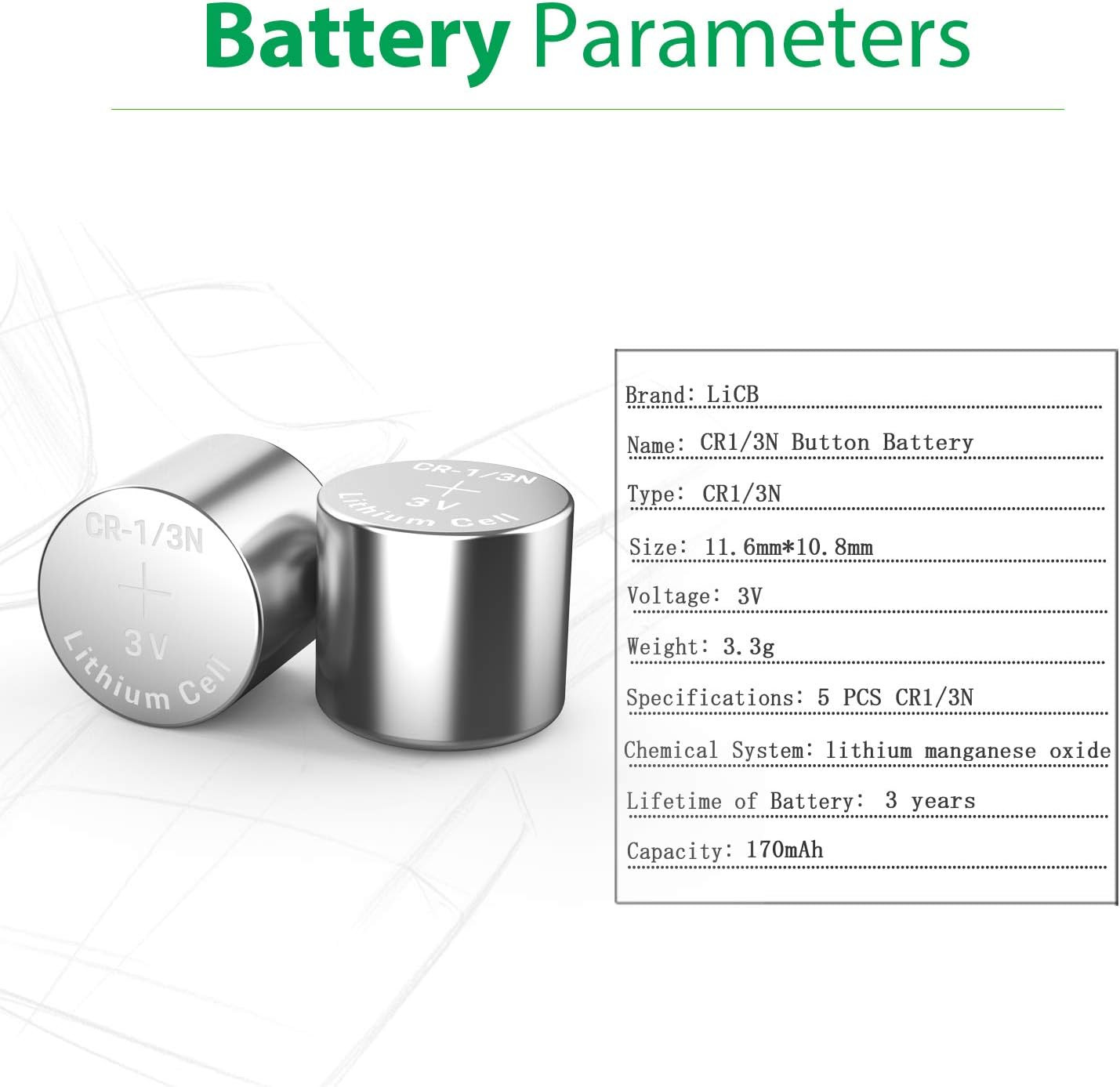 10 Pack CR1/3N Battery 3V Lithium CR 1/3N Batteries