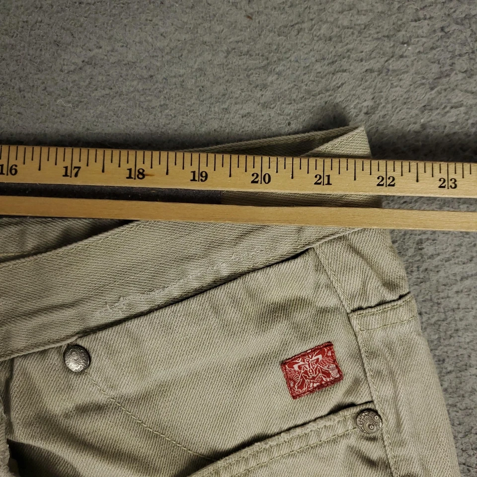 Akademiks Shorts Mens 44 Khaki Distressed Relaxed Fit Frayed Hem Streetwear - Image 4 of 4