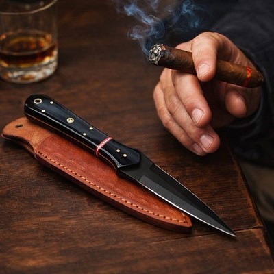 Vintage handmade High Carbon double edge dagger knife Camel Bone Handle