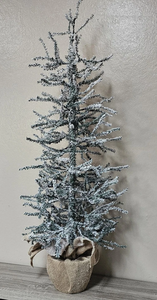 Vintage Flocked Artificial Christmas Tree with Burlap Base 38” - Image 2 of 4