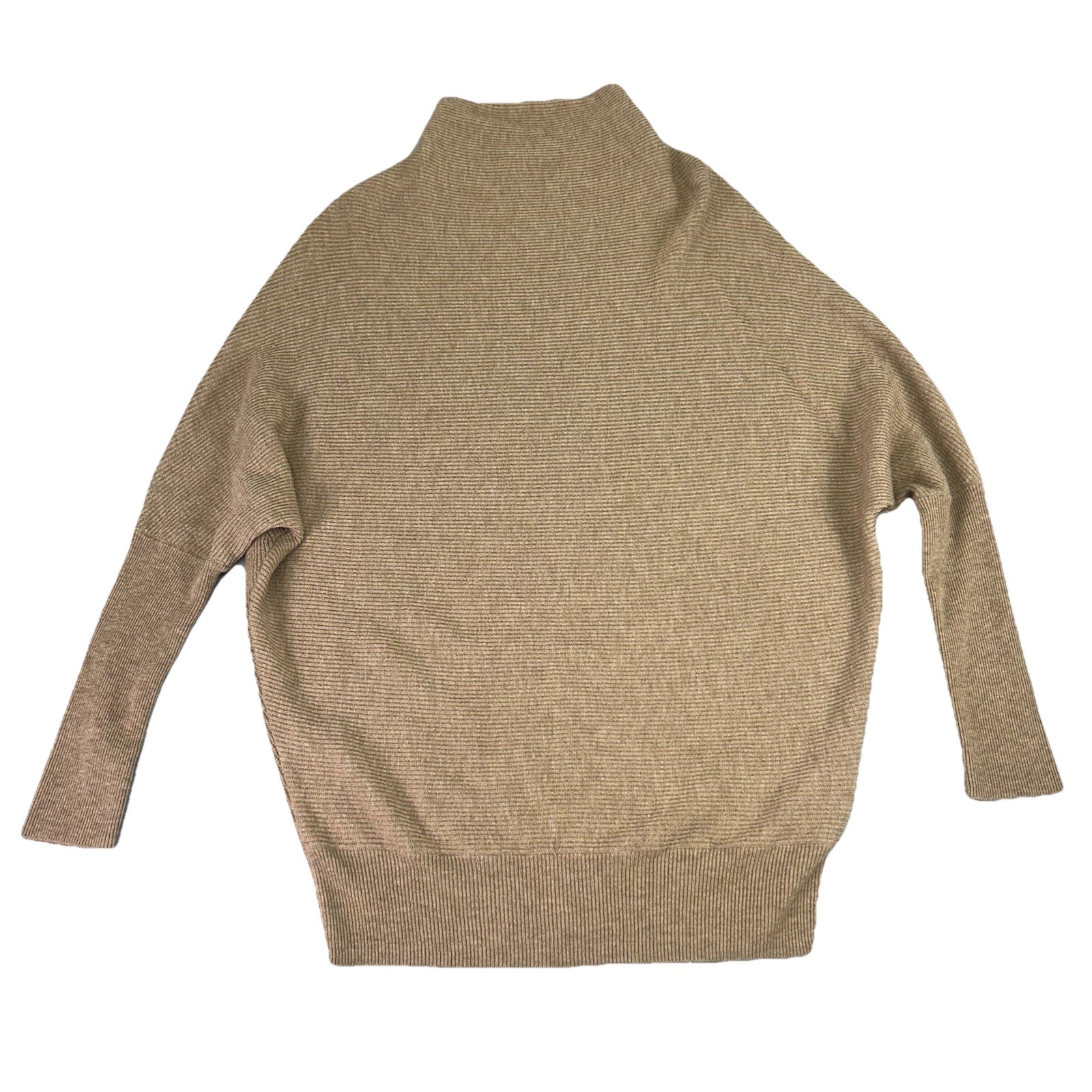 ALLSAINTS Ridley Jumper Sweater Tan Wool Cashmere Women XS Ribbed Mock Neck