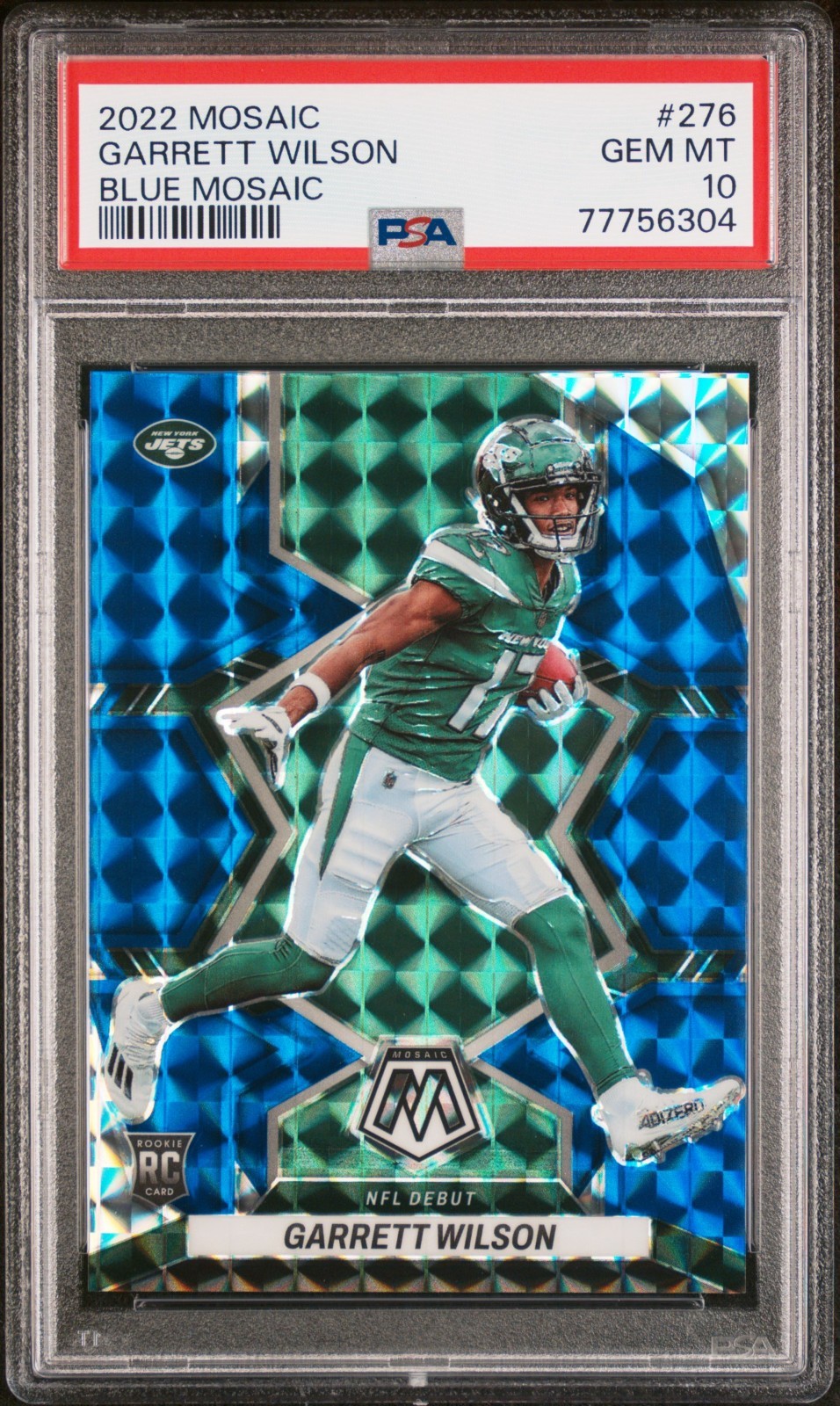 2022 Panini Mosaic - NFL Debut Garrett Wilson #276 Blue Mosaic Prizm /99 (RC)