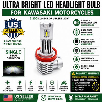  Super Brite LED Headlight Bulb Upgrade For Kawasaki ZX1400 ABS 2013-2014  Vis
