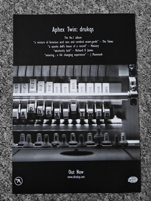 Aphex Twin 'Drukqs' - Full-Page Magazine Advert Picture 2001 - Warp - Very Rare!