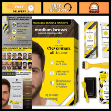 Reusable Hair & Beard Dye for Men - Medium Brown, 5 Uses, 7 Min, No-Drip Cream