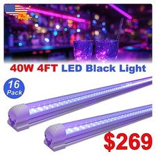 16 Pack Black Light Fixture UV LED 48 inch 40W Stage Lighting DJ Party Club Bar