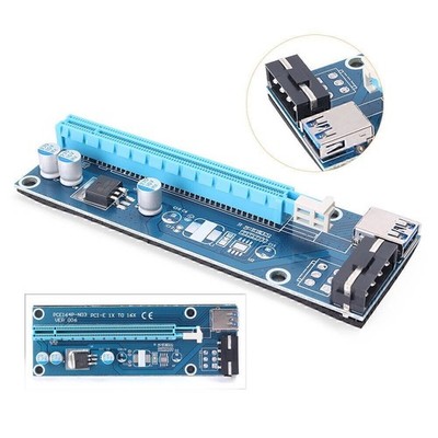USB3.0 1x bis 16x Extender Riser Card Adapter SATA Stromkabel PCI-E Express ew7