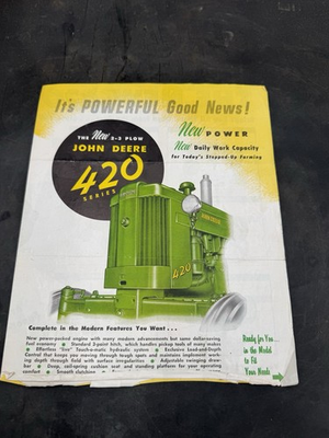 #ad 1955 56 John Deer 420 Series Two Row Crop Tractors Factory Sales Brochure $29.99