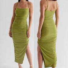 Express Body Contour Ruched Green Dress size XL