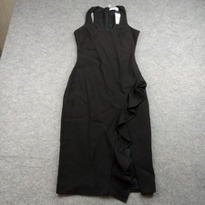 Likely Dress Women 0 Black Sleeveless Ruffle Bodycon Sheath Midi Cocktail 2