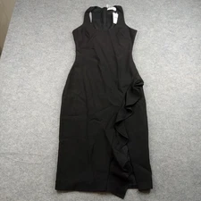 Likely Dress Women 0 Black Sleeveless Ruffle Bodycon Sheath Midi Cocktail 2