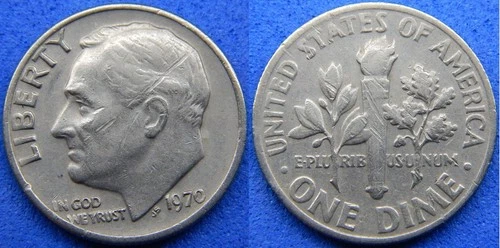 1970-P Roosevelt Dime — photo from the most recent tracked eBay sale