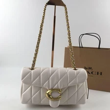 COACH Tabby 26 Quilted Shoulder Bag Leather White/Gold CP150 outlet New from JPN