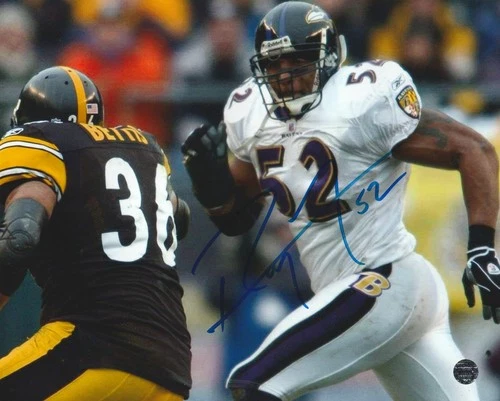 Ray Lewis Autographed Baltimore Ravens 8x10 Photo with COA/Matching Hologram