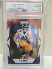 2017 TJ WATT ROOKIE REFRACTOR RC PRIZM RED WHITE BLUE #216 PSA 10 GEM MINT