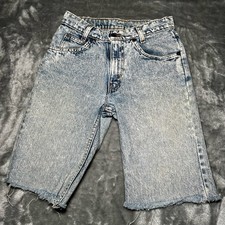 Levi  s Shorts Boys Size 10 Blue Orange Tab Stone Wash Raw Hem Skater Grunge VTG