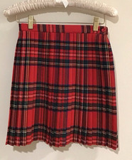 Vintage Blarney Woolen Mills Red Tartan Pleated Skirt Size 26 