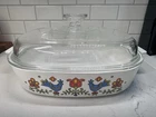 Corning Ware Vintage Square Casserole With Pyrex Lid Country Festival Used