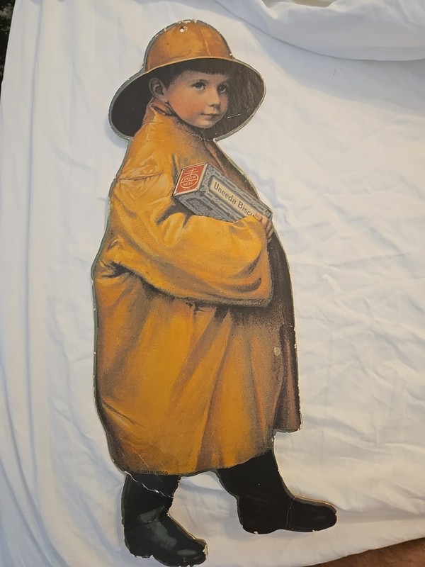 Uneeda Biscuit Sign National Nabisco Reproduction 1991 17" Cardboard Raincoat