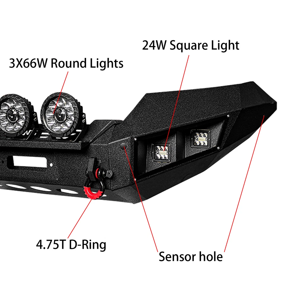 Vijay For 2015-2022 Chevy Colorado Steel Front/Rear Bumper W/Winch Plate&Light Foto 3 de 4