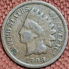 1908 S Indian Head Cent Copper 1C Coin Nice Better Date VG