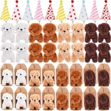 20 Mini Plush Dog Stuffed Animals Set w/ Birthday Hats - 4" Puppy Toys
