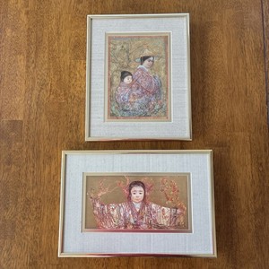 Vtg Edna Hibel Prints Japanese Mother And Baby & Chinese Celebrant Signed 1981
