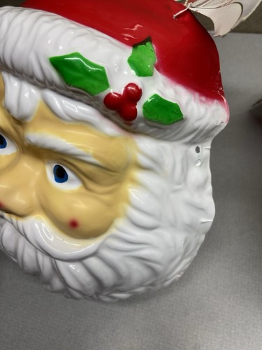 2 Vintage Santa Claus Head Porch Light Soft Molded Covers New Old Stock - Picture 9 of 16