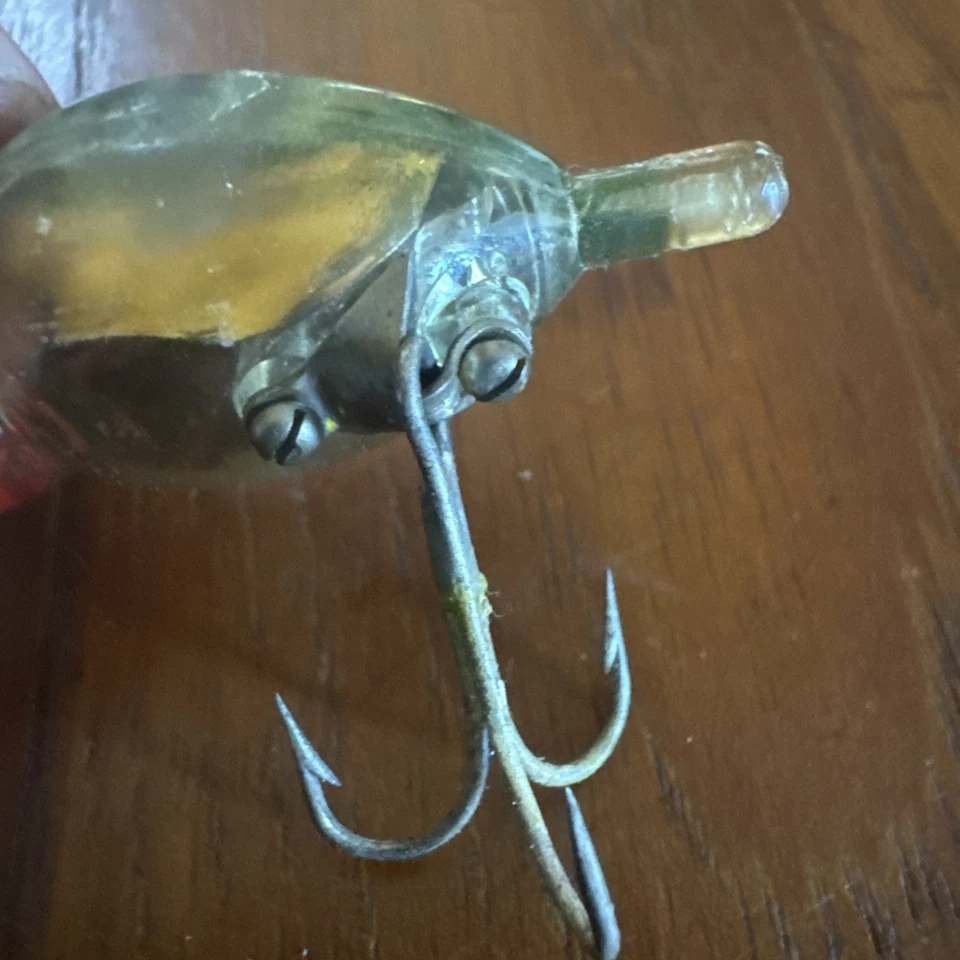 Señuelo de pesca vintage Fred Arbogast HULA POPPER rana verde 1 5/8" Topwater/superficie Foto 4 de 4