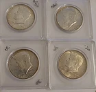 1964 Kennedy Half Dollars Uncirculated 90% Silver Lot Of 4