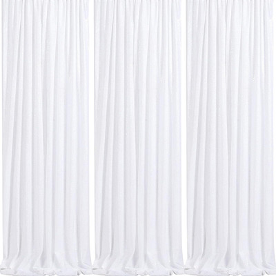Queendream Sparkly Backdrop White Photo Backdground Curtain 3 Pack 2X8Ft Sequin