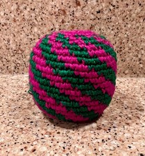 NEW  FAST crochet PURPLE GREEN stripe -Boota Bag World Footbag Hacky Sack WFA