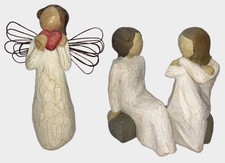 2 Vtg WILLOW TREE Folk Art Figurines DEMDACO Angel Heart Soul Couple Susan Lordi