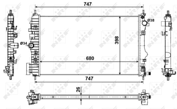 NRF 53774 KüHler FüR Motor-KüHlung Aluminium FüR Chevrolet Opel Saab Vauxhall-image