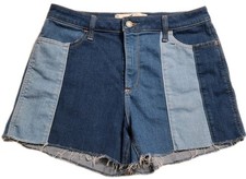 HOLLISTER 13/31W Curvy High-Rise Jean Shorts 3  Inseam Patchwork Mix Denim Blues