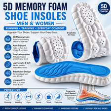 5D Memory Foam Shoe Insoles Men Women Running Trainer Inner Soles Foot Inserts