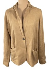 New J. Crew Factory Schoolboy Sweater Blazer Women's Size L Large Acorn Brown Ja