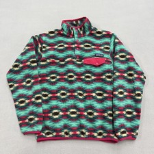 Patagonia Synchilla Fleece Pullover Womens Small teal Aztec Retro Snap-T Jacket