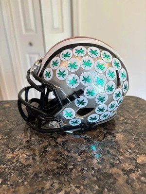 chrome football helmet stripes Ohio State Buckeyes Chrome Wide Stripe Alternate Custom Mini Football  Helmet