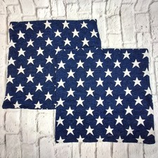 Patriotic Blue  White Star Pillow Covers Set Of 2 Zippered 17"x17" 4th of July