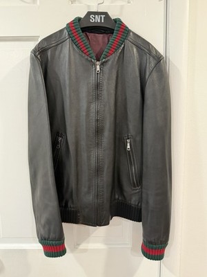 Gucci leather bomber jacket With Web- BNWT - 50IT